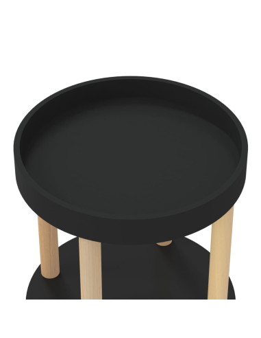 Carrello 3 Ripiani Nero 38x38x82 cm in Legno Multistrato e Pino