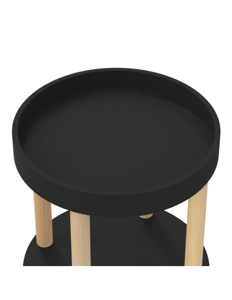 Carrello 3 Ripiani Nero 38x38x82 cm in Legno Multistrato e Pino