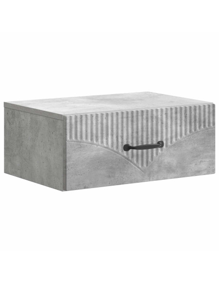 Mobiletto da notte a muro con cassetto 2 pcs Grigio Cemento