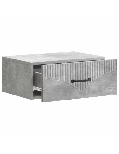 Mobiletto da notte a muro con cassetto 2 pcs Grigio Cemento