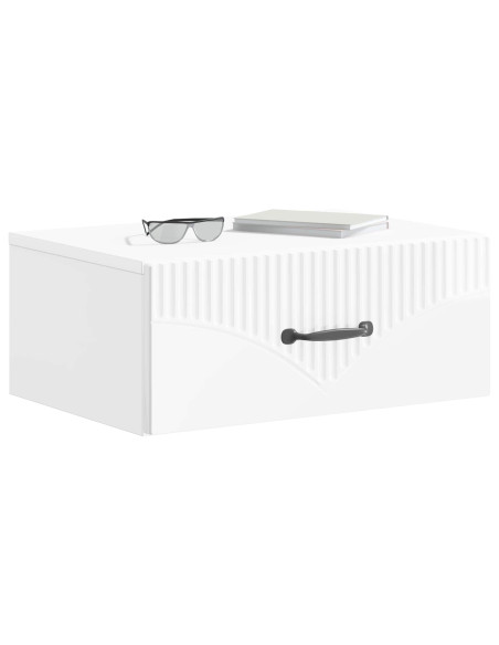 Mobiletto da notte a muro Bianco Lucido 49 x 34,5 x 20 cm