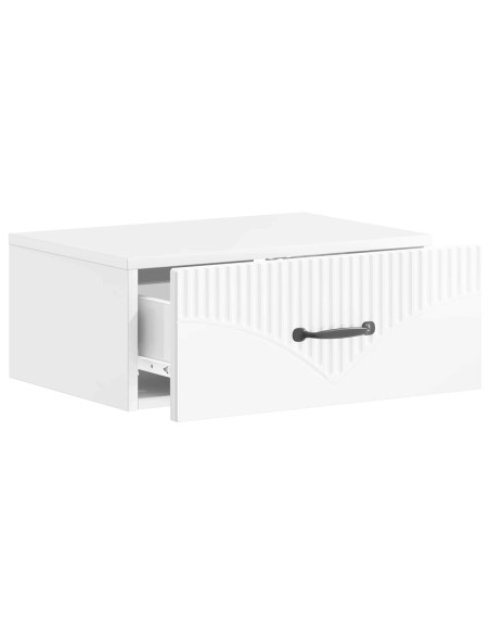 Mobiletto da notte a muro Bianco Lucido 49 x 34,5 x 20 cm