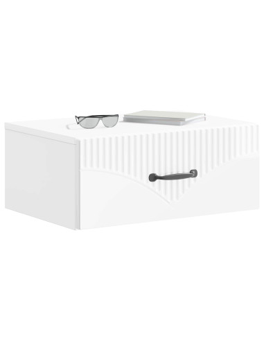 Mobiletto da notte a muro 2 pcs Bianco Lucido 49 x 34,5 x 20 cm