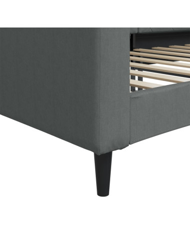 Letto da Giorno Grigio Scuro 100x190 cm in Tessuto