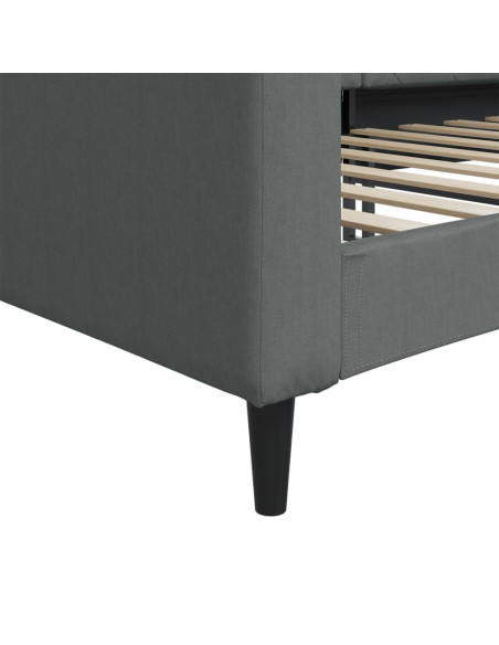 Letto da Giorno Grigio Scuro 100x190 cm in Tessuto