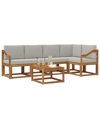 Set di divani da esterno 6 pcs Grigio Naturale e Chiaro