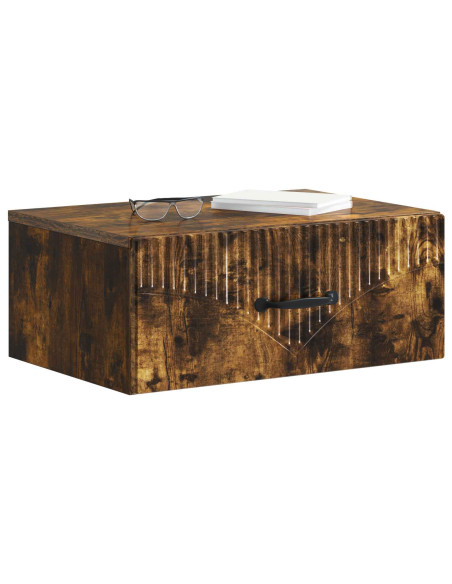 Mobiletto da notte a muro 2 pcs Rovere Fumo 49 x 34,5 x 20 cm