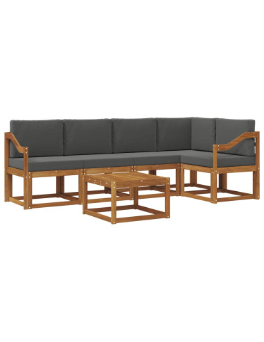 Set di divani da esterno con cuscino 6 pcs Naturale e Antracite