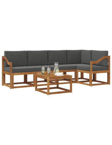 Set di divani da esterno con cuscino 6 pcs Naturale e Antracite