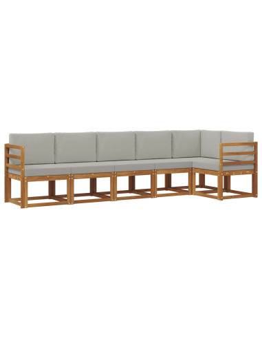 Set di divani da esterno 6 pcs Grigio Naturale e Chiaro