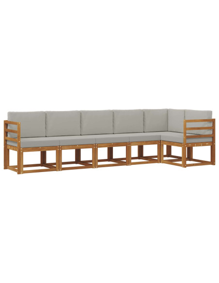 Set di divani da esterno 6 pcs Grigio Naturale e Chiaro