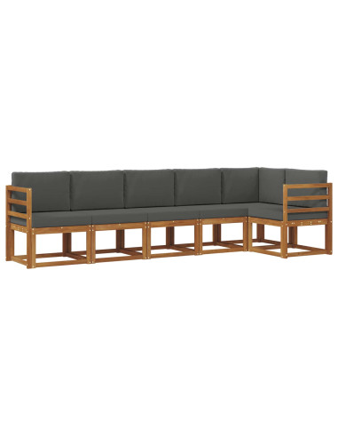 Set di divani da esterno con cuscino 6 pcs Naturale e Antracite