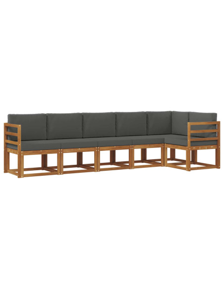 Set di divani da esterno con cuscino 6 pcs Naturale e Antracite
