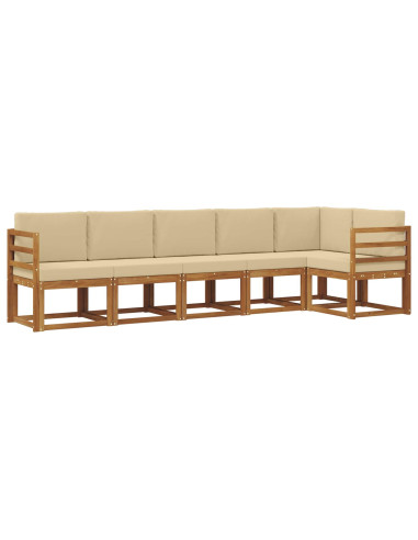 Set di divani da esterno con cuscino 6 pcs Naturale e Beige
