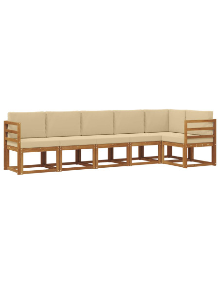 Set di divani da esterno con cuscino 6 pcs Naturale e Beige