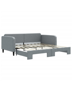 Divano Letto con Letto Estraibile Grigio Chiaro 100x190 Tessuto 2