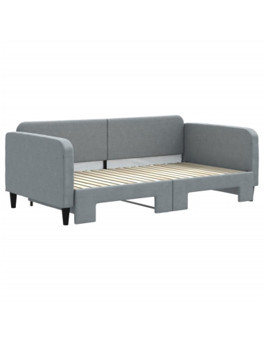 Divano Letto con Letto Estraibile Grigio Chiaro 100x190 Tessuto