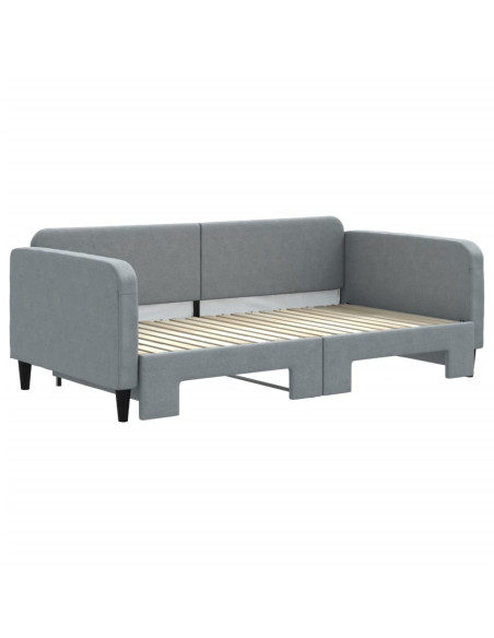 Divano Letto con Letto Estraibile Grigio Chiaro 100x190 Tessuto