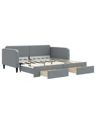 Divano Letto Estraibile Cassetti Grigio Chiaro 100x190 Tessuto