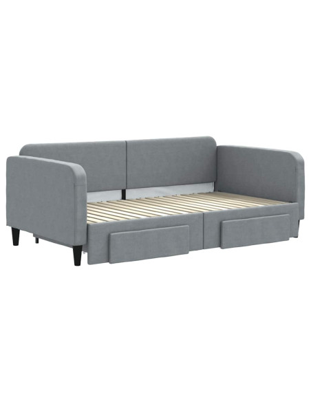 Divano Letto Estraibile Cassetti Grigio Chiaro 100x190 Tessuto