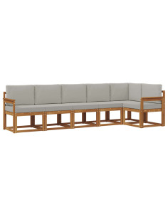 Set di divani da esterno 6 pcs Grigio Naturale e Chiaro 2