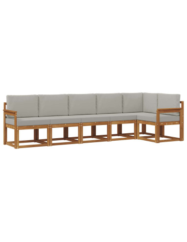 Set di divani da esterno 6 pcs Grigio Naturale e Chiaro
