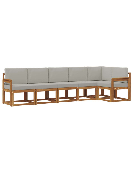 Set di divani da esterno 6 pcs Grigio Naturale e Chiaro