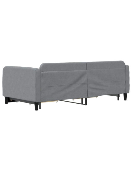 Divano Letto Estraibile Cassetti Grigio Chiaro 100x190 Tessuto