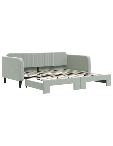 Divano Letto Letto Estraibile Grigio Chiaro 100x190 cm Velluto