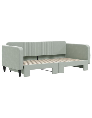 Divano Letto Letto Estraibile Grigio Chiaro 100x190 cm Velluto
