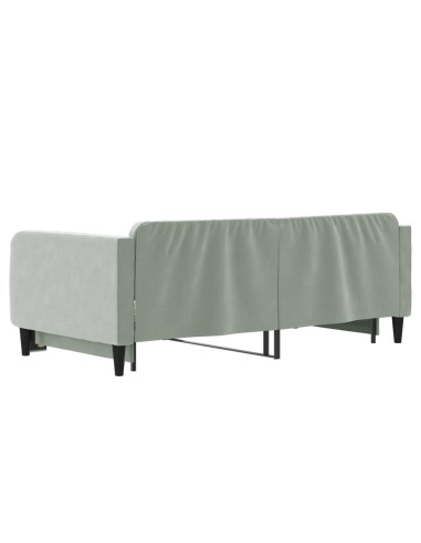 Divano Letto Letto Estraibile Grigio Chiaro 100x190 cm Velluto