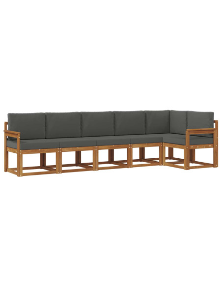 Set di divani da esterno con cuscino 6 pcs Naturale e Antracite