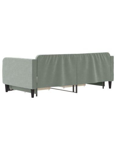 Divano Letto Estraibile Cassetti Grigio Chiaro 100x190 Velluto