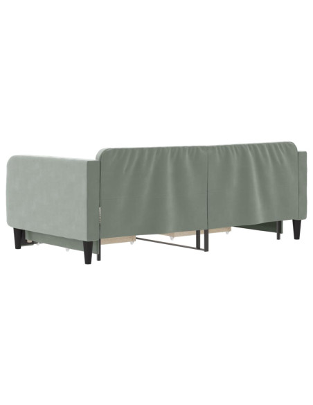 Divano Letto Estraibile Cassetti Grigio Chiaro 100x190 Velluto