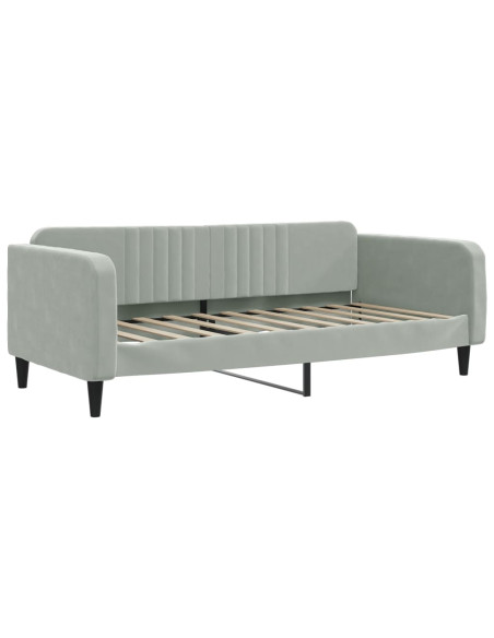 Divano Letto Estraibile Cassetti Grigio Chiaro 100x190 Velluto