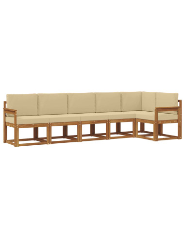 Set di divani da esterno con cuscino 6 pcs Naturale e Beige