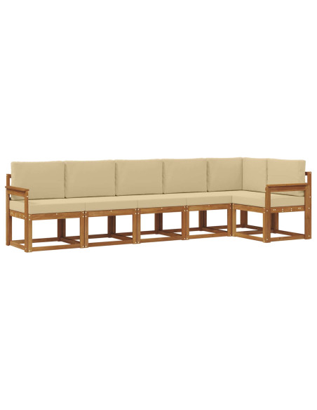 Set di divani da esterno con cuscino 6 pcs Naturale e Beige
