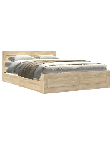Struttura del letto 2 pcs Sonoma 137 x 188 cm Legno multistrato