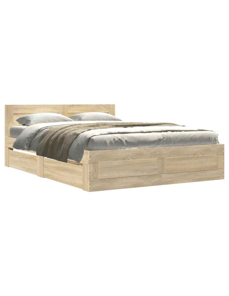 Struttura del letto 2 pcs Sonoma 137 x 188 cm Legno multistrato