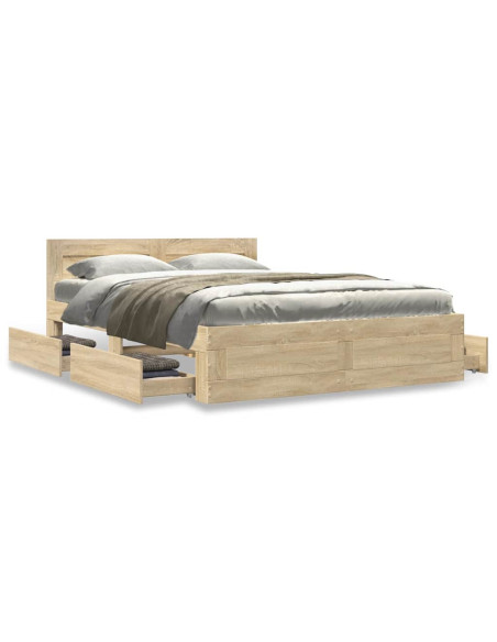 Struttura del letto 2 pcs Sonoma 137 x 188 cm Legno multistrato
