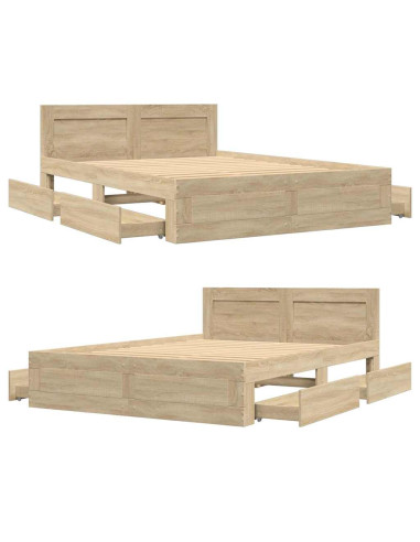 Struttura del letto 2 pcs Sonoma 137 x 188 cm Legno multistrato