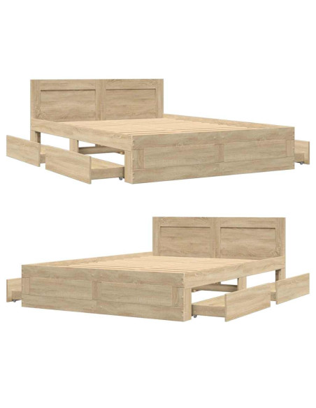 Struttura del letto 2 pcs Sonoma 137 x 188 cm Legno multistrato