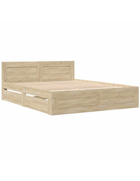 Struttura del letto 2 pcs Sonoma 153 x 203 cm Legno multistrato