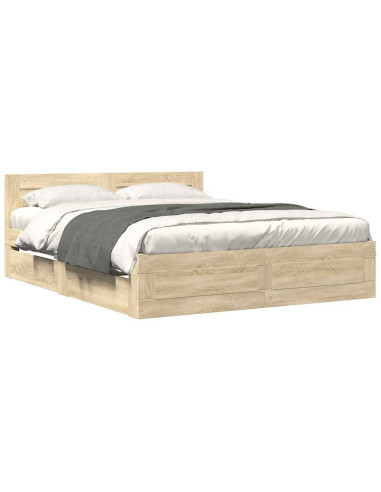 Struttura del letto 2 pcs Sonoma 153 x 203 cm Legno multistrato