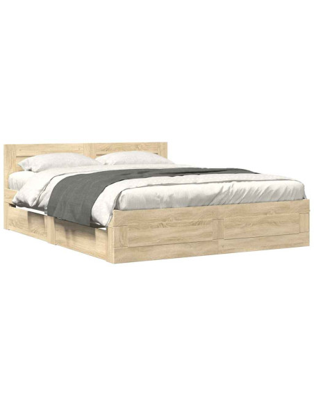 Struttura del letto 2 pcs Sonoma 153 x 203 cm Legno multistrato