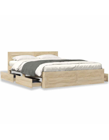 Struttura del letto 2 pcs Sonoma 153 x 203 cm Legno multistrato