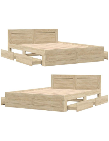 Struttura del letto 2 pcs Sonoma 153 x 203 cm Legno multistrato