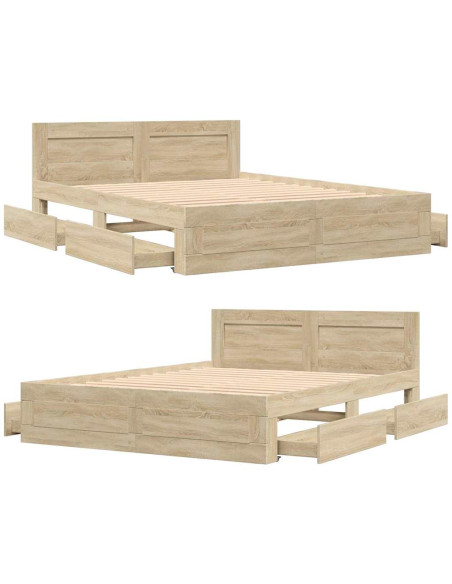 Struttura del letto 2 pcs Sonoma 153 x 203 cm Legno multistrato