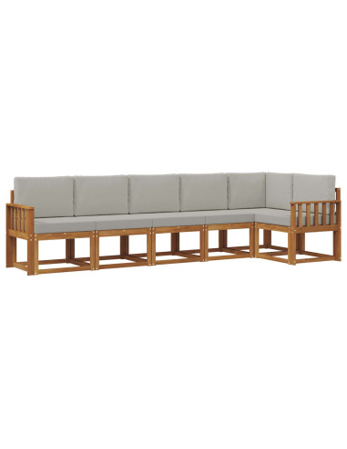 Set di divani da esterno 6 pcs Grigio Naturale e Chiaro