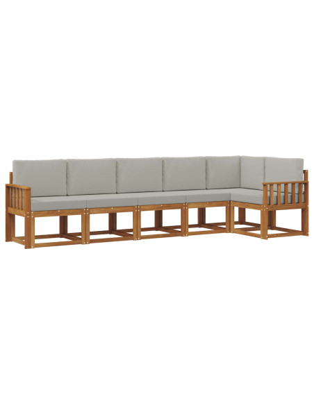 Set di divani da esterno 6 pcs Grigio Naturale e Chiaro